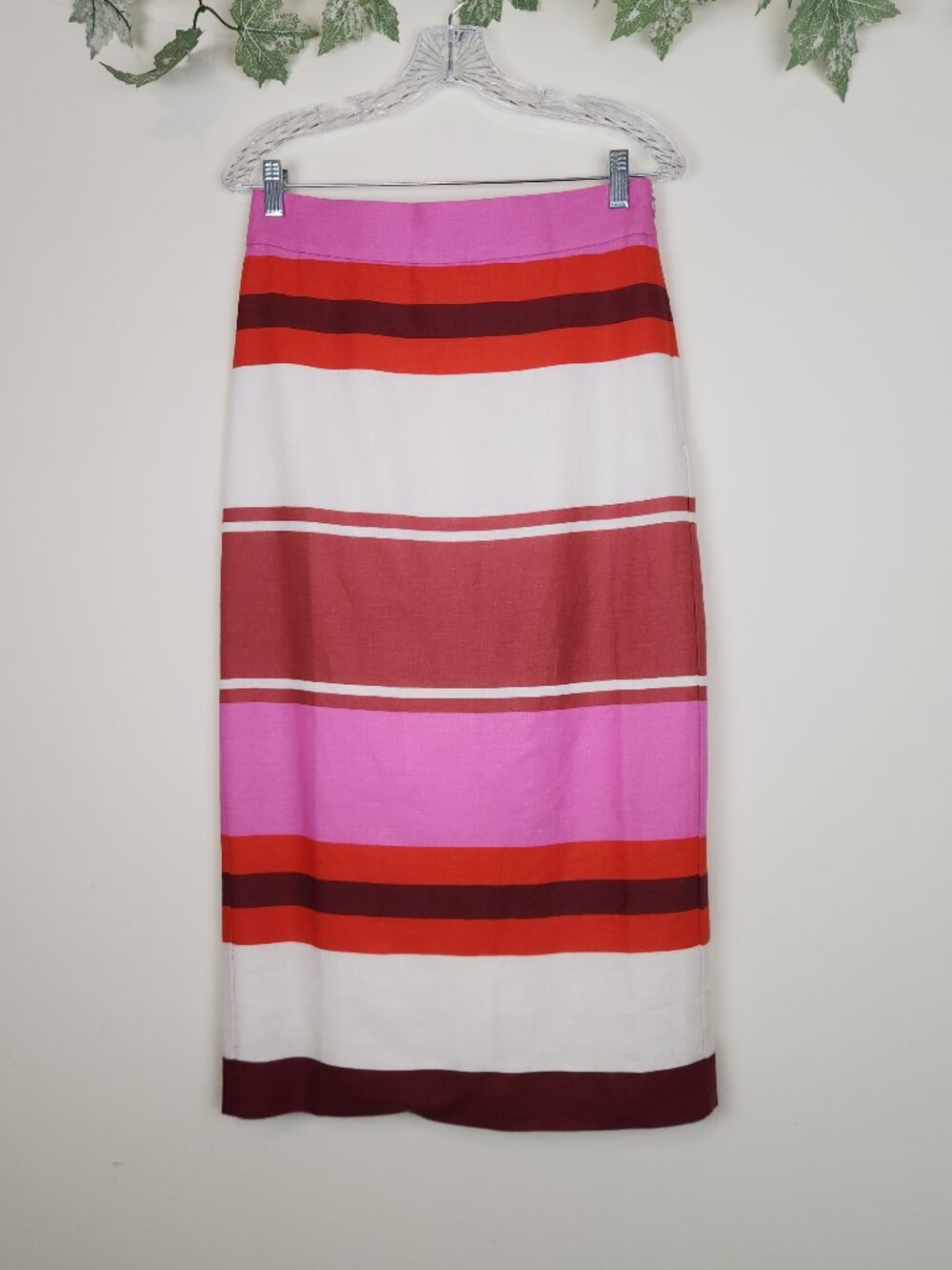 Ann Taylor Size 6 Striped Multicolor Lined Blend Midi Pencil Skirt Lined